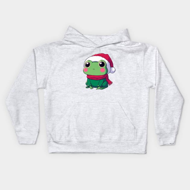 Cute Christmas Frog Kids Hoodie by Takeda_Art